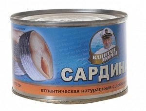 Сардина Капитан морей №6 натуральная с добавлением масла 250г