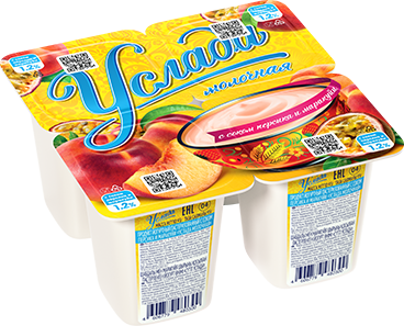Йогуртный продукт Услада молочная с соком персика и маракуйи 1,2% 95г
