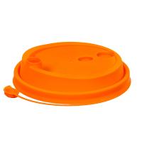 Крышка с питейником для бумажных стаканов оранжевая с закрывающимся носиком Ø90мм 1упак*50шт