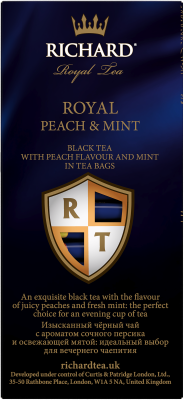 Чай RICHARD Royal Peach & Mint черный ароматизированный 25шт*1,7г сашет