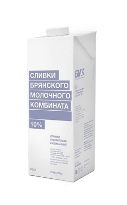 Сливки Брянского молочного комбината 10% 1л