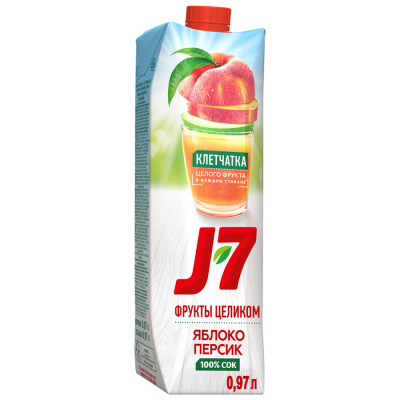 Сок J7 Персик-Яблоко с мякотью 0,97л