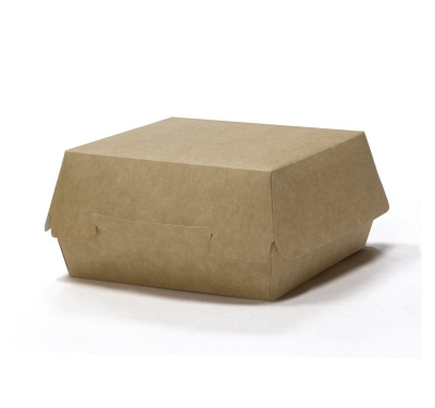 Коробка для гамбургера большая BURGER 120х120х105мм крафт кламшел 500мл 1уп*80шт