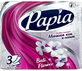 Туалетная бумага PAPIA Bali Flower 3-слоя, 4-рулона