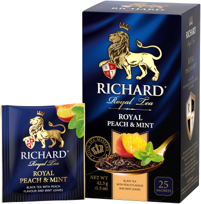 Чай RICHARD Royal Peach & Mint черный ароматизированный сашет 25шт*1,7г