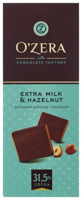 Шоколад O'Zera Extra milk&Hazelnut молочный 90г