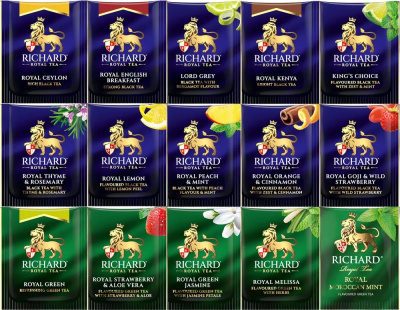 Чай RICHARD Royal Tea Collection ассорти 15 вкусов 120шт сашет 224,8г