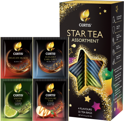 Чай Curtis Tea Party Star Assortment ассорти 4 вкуса 32пакетика 51,2г