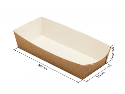 Лоток бумажный жиростойкий для хот-дога TRY-HD 165*70*40мм 1уп*750шт  