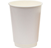 Стакан бумажный двухслойный белый для горячего 300мл Ø90мм 1уп*20шт