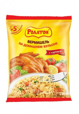 Вермишель Роллтон на домашнем бульоне с курицей 70г