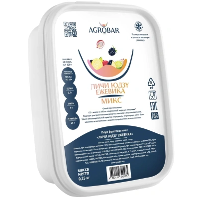Пюре Агробар (AGROBAR) личи-юдзу-ежевика с/м 250г