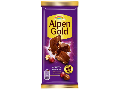 Шоколад ALPEN GOLD молочный фундук и изюм 80г