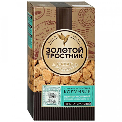 Сахар Золотой Тростник тростниковый нерафинированный кусковой 450г