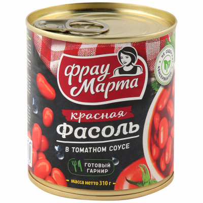 Фасоль Фрау Марта красная в томатном соусе 310г