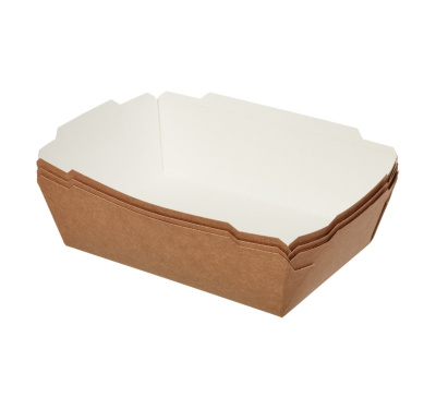 Контейнер бумажный Crystal Box с плоской крышкой и прямым дном крафт 165*120*45мм 500мл 1уп*50шт  