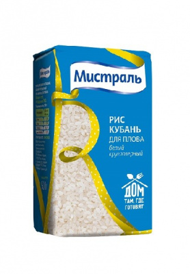 Рис Мистраль Кубань для плова белый круглозерный 900г