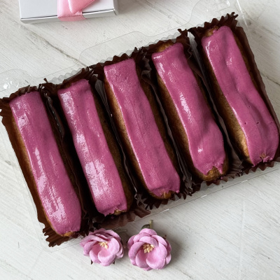 Пирожное Эклер Ягодный с/м 55г*5шт 275г Десерт Фентези