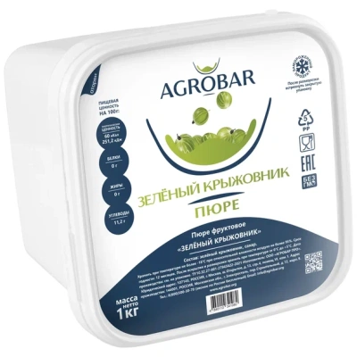 Пюре Агробар (AGROBAR) зеленый крыжовник с/м 1кг