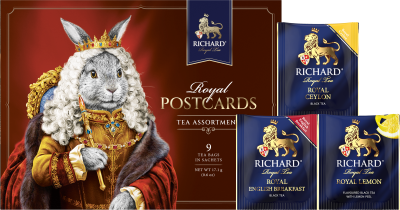 Чай RICHARD Royal Postcards Tea Rabbit King черный ассорти сашет 9шт 17,1г        