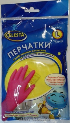 Перчатки хозяйственные Celesta латексные с хлопковым напылением размер L