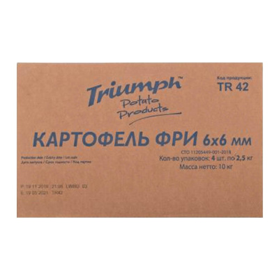Картофель фри 6х6мм с/м 2,5кг Триумф (TR42)