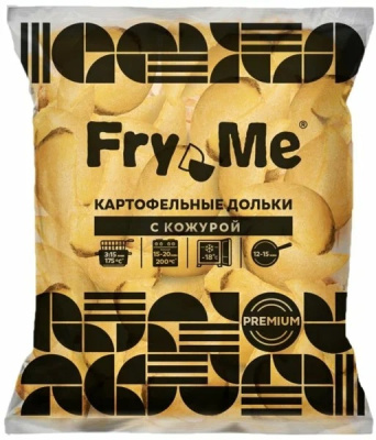 Картофель фри дольки по-деревенски без специй с/м 2,5кг Premium Fry Me (W12)