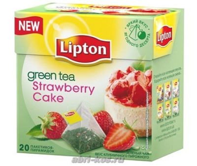 Чай Lipton Strawberry Cake зеленый 20пак*1,4г