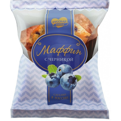 Маффин с черникой 80г*20шт Русская Нива в инд/уп