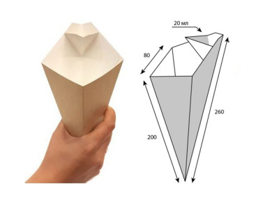 Коробка для картофеля фри конусная с отдел. под соус ECO CONE L 300мл 1уп*40шт   