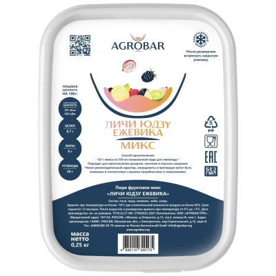 Пюре Агробар (AGROBAR) личи-юдзу-ежевика с/м 250г