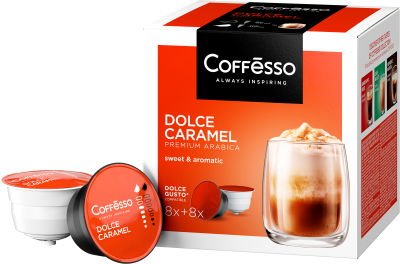 Кофе в капсулах Coffesso Dolce Caramel 5,5г*8шт + 14г*8шт