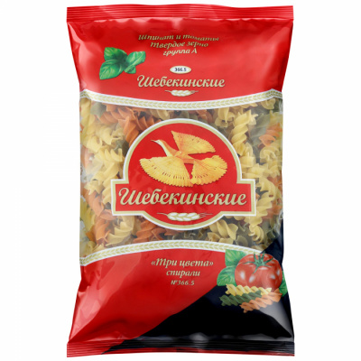 Макаронны Шебекинские спирали три цвета 450г