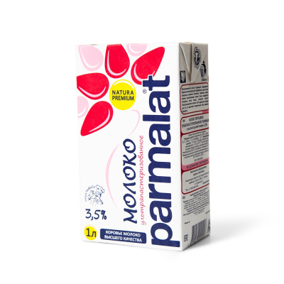 Молоко Parmalat ультрапастеризованное 3,5% 1л без крышки