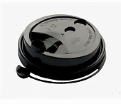 Крышка с питейником для бумажных стаканов черная с клапаном Ø80мм 250-300мл 1упак*50шт 