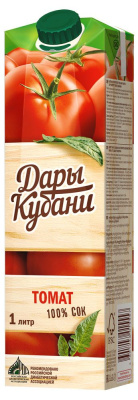 Сок Дары Кубани томатный с мякотью 1л