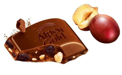 Шоколад ALPEN GOLD молочный фундук и изюм 80г