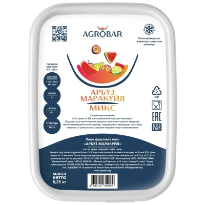 Пюре Агробар (AGROBAR) арбуз-маракуйя с/м 250г