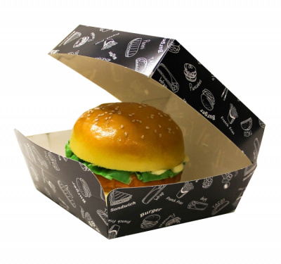Коробка для гамбургера большая 120*120*70мм 1уп*140шт Complement Black    