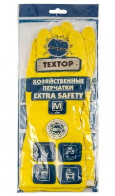 Перчатки хозяйственные резиновые TEXTOP Extra Safety размер М 12пар