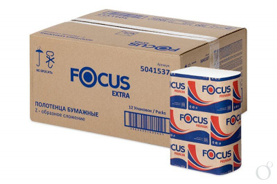 Полотенца бумажные Focus Extra 2-слойные Z сложения 200*240 белые 200шт