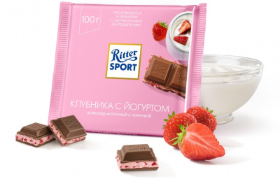 Шоколад Ritter Sport Клубника с йогуртом 100г