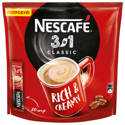 Кофе Nescafe 3в1 Классик 20пак*14,5г